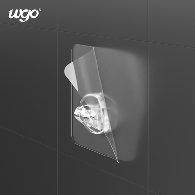 Khóa dính trong suốt WGO Dính trên kệ tắm Treo tường Giá treo chổi Móc dính Clear / Silver