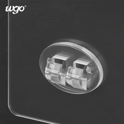 Khóa dính trong suốt WGO Dính trên kệ tắm Treo tường Giá treo chổi Móc dính Clear / Silver