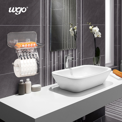 WGO phòng tắm minh bạch tường gắn máy giữ giấy vệ sinh Tissue Roll Dispenser với kệ lưu trữ điện thoại