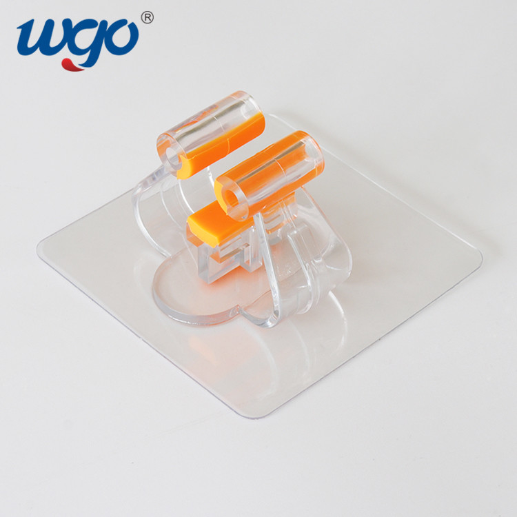 Trong suốt Giá đỡ cây chổi vàng Treo tường Băng dính silicone PC cho tủ quần áo